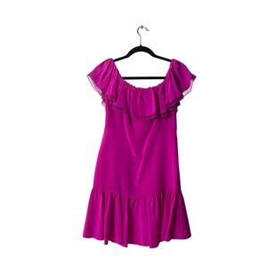 Rebecca Taylor Magenta Off-Shoulder Ruffle Dress Size 6